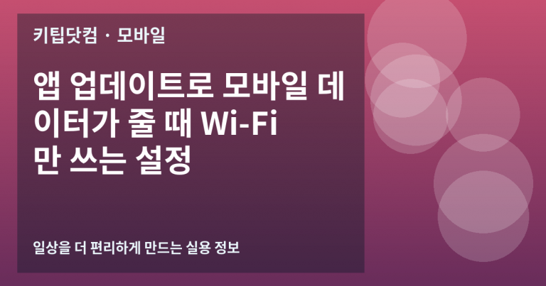 앱 업데이트로 모바일 데이터가 줄 때 Wi-Fi만 쓰는 설정