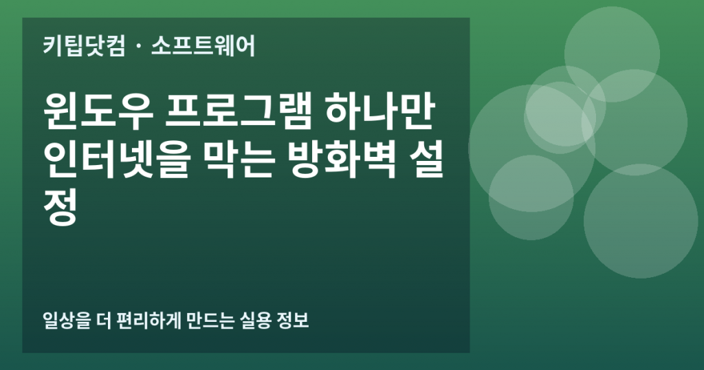 윈도우 프로그램 하나만 인터넷을 막는 방화벽 설정