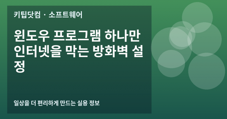 윈도우 프로그램 하나만 인터넷을 막는 방화벽 설정