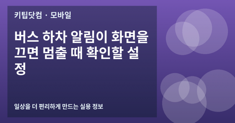 버스 하차 알림이 화면을 끄면 멈출 때 확인할 설정