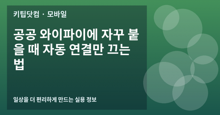 공공 와이파이에 자꾸 붙을 때 자동 연결만 끄는 법