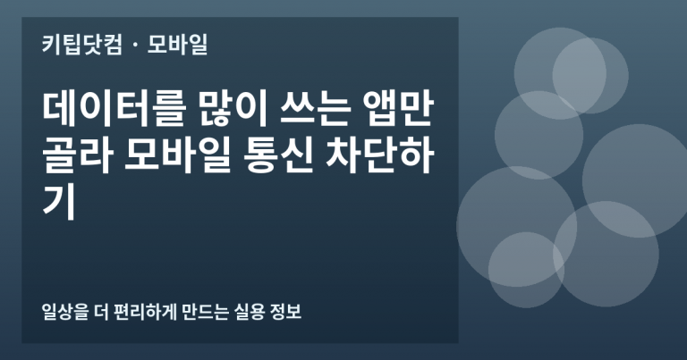 데이터를 많이 쓰는 앱만 골라 모바일 통신 차단하기